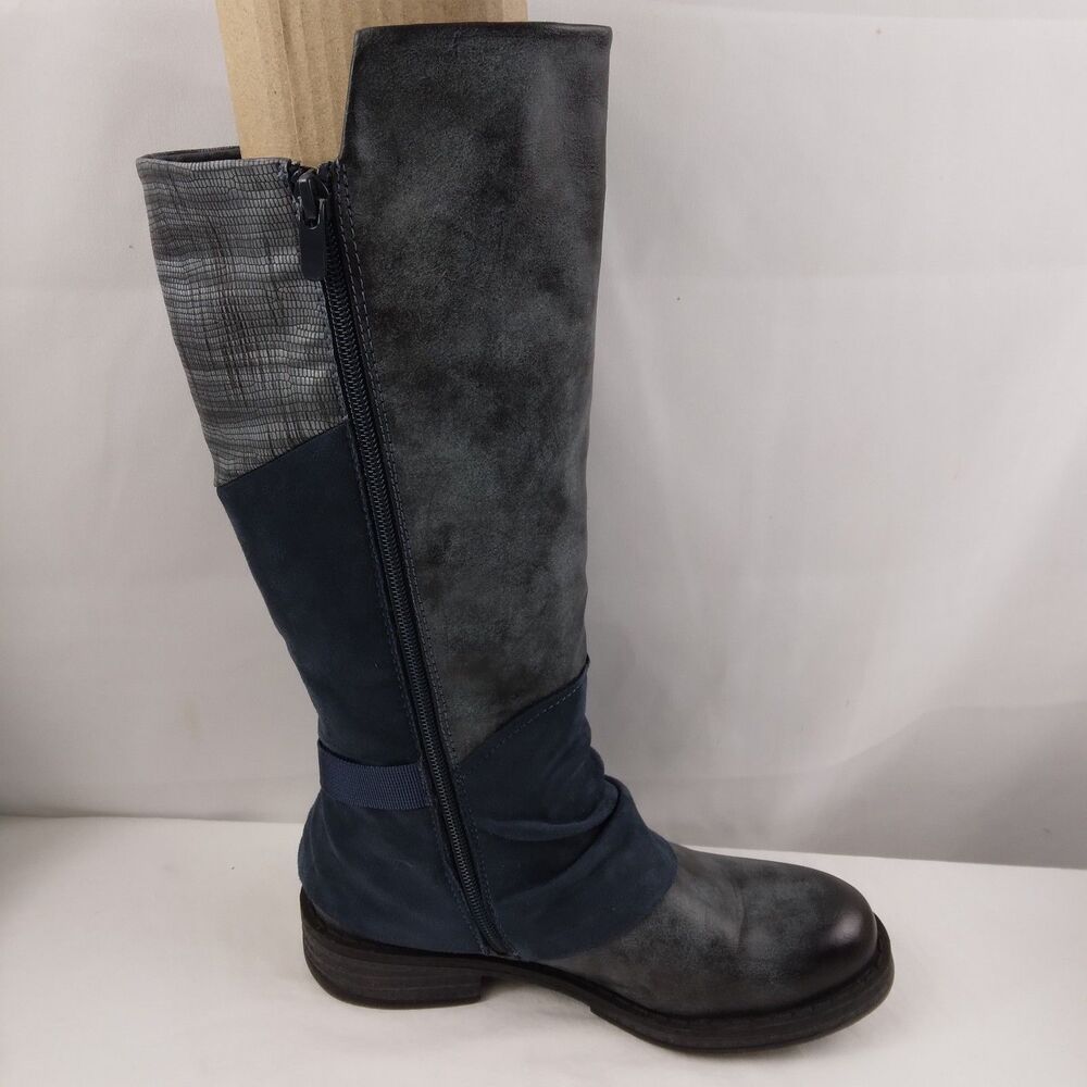 Rieker 92284-45 Franka Gray Blue Buckle Knee-High Boots Steampunk Size EU 37 6 - Picture 10 of 16